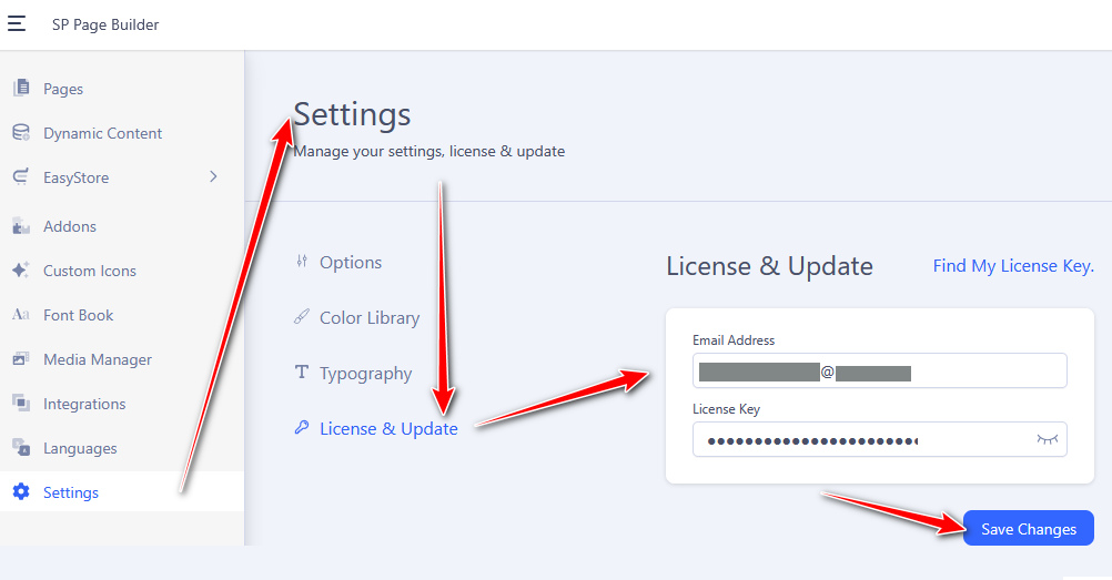 SPPB settings - License Key